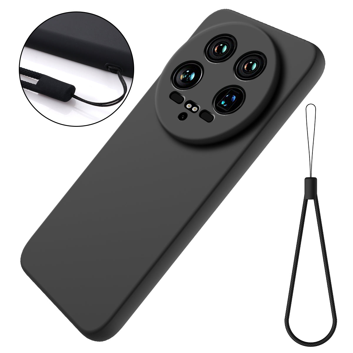 For Xiaomi 14 Ultra Phone Case Liquid Silicone Protective Cover with Hand Strap For Xiaomi 14 Ultra Phone Case Liquid Silicone Protective Cover with Hand Strap